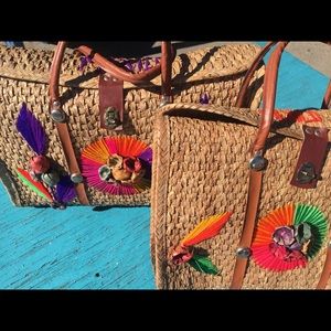 Vintage straw beach bags